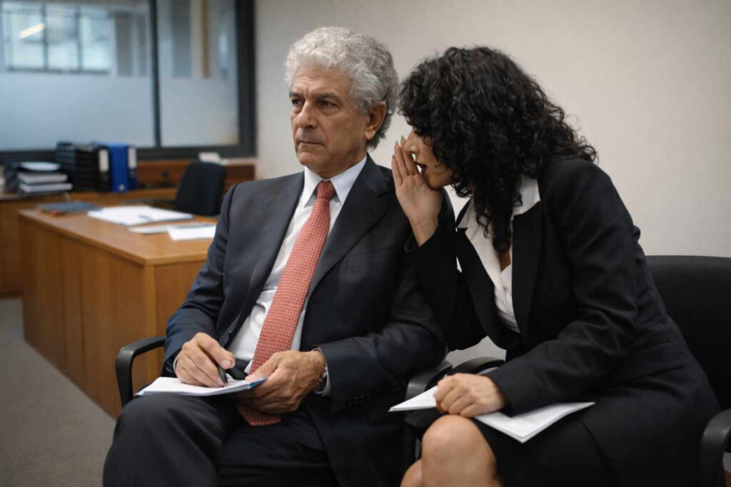 Woman interpreting in Chuchotage mode