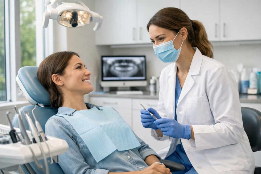 Dentist examining the patient