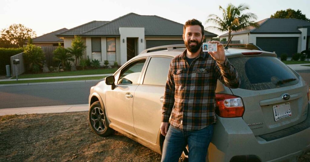 Driver Holding his Syrian driving licence