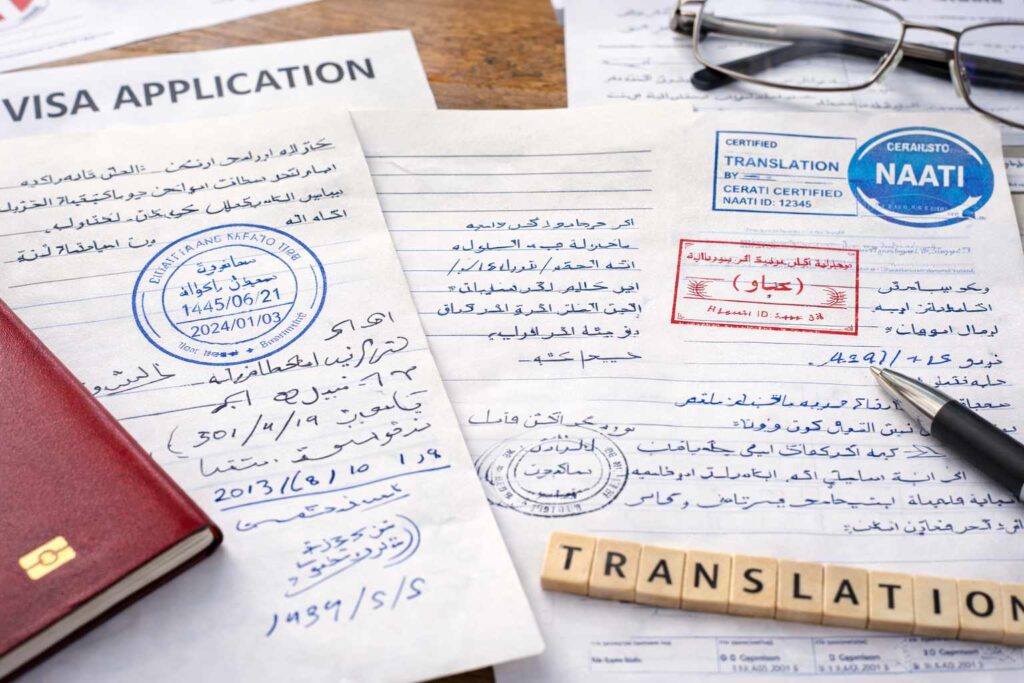 Stamps and Handwritten Notes translation