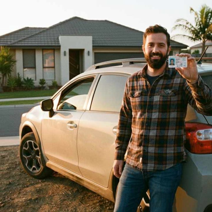Driver Holding his Syrian driving licence