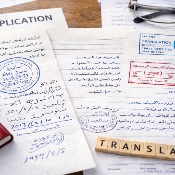 Stamps and Handwritten Notes translation